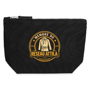 Membre du réseau Attila - humour film culte - Pochette zippée en toile 12 x 13 cm - noir - Devant