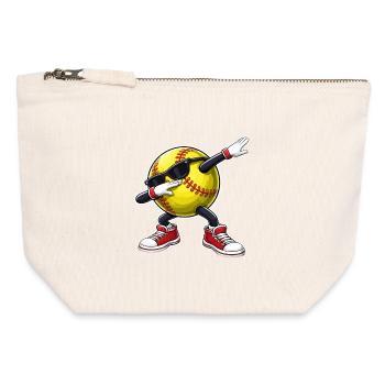 Softball Dabbing - Canvas Reißverschluss-Täschchen (12 x 13 cm) - Naturweiß - Vorne