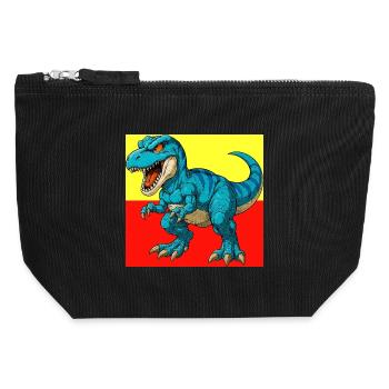 dinosaure - Pochette zippée en toile 12 x 13 cm - noir - Devant