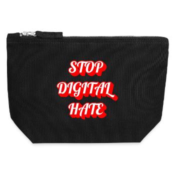 Arrêtez la haine numérique – Déclaration contre le cyberharcèlement et le cyberharcèlement - Pochette zippée en toile 12 x 13 cm - noir - Devant