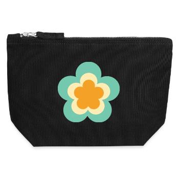 70s Flower Pattern Hippie Gift - Canvas Zip Pouch 12 x 13 cm - black - Front