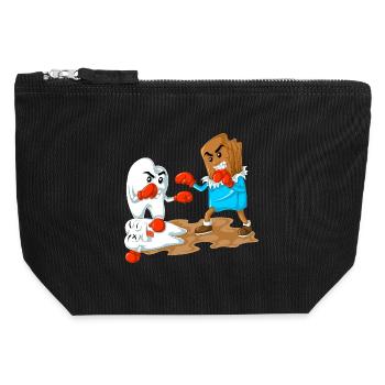 Chocolate Vs Tooth Boxing Funny Dentist Gift - Canvas Zip Pouch 12 x 13 cm - black - Front