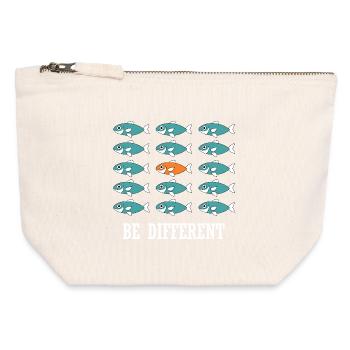 Be Different and unique swimming Fishes - Canvas Reißverschluss-Täschchen (12 x 13 cm) - Naturweiß - Vorne