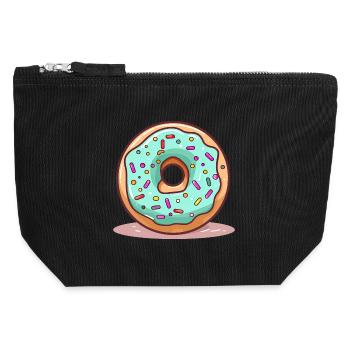 Donut Mintblau Glanz - Canvas Reißverschluss-Täschchen (12 x 13 cm) - Schwarz - Vorne