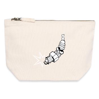 Bandes bougie d'allumage avec le visage - Pochette zippée en toile 12 x 13 cm - blanc naturel - Devant