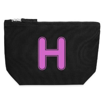 H Buchstabe Alphabet Name Buchstabieren Geschenk - Canvas Reißverschluss-Täschchen (12 x 13 cm) - Schwarz - Vorne