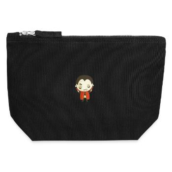 Dessin animé Vampire Dracula mignon – Conception d’Halloween - Pochette zippée en toile 12 x 13 cm - noir - Devant