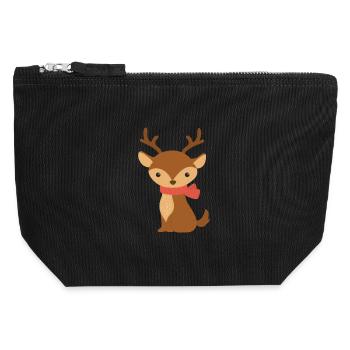 Un renne mignon avec écharpe – Décor de Noël - Pochette zippée en toile 12 x 13 cm - noir - Devant
