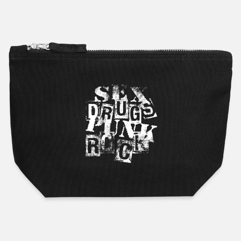 punk rock - Canvas Zip Pouch 12 x 13 cm - black