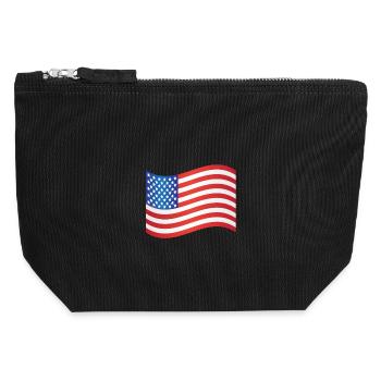 Drapeau américain - Pochette zippée en toile 12 x 13 cm - noir - Devant