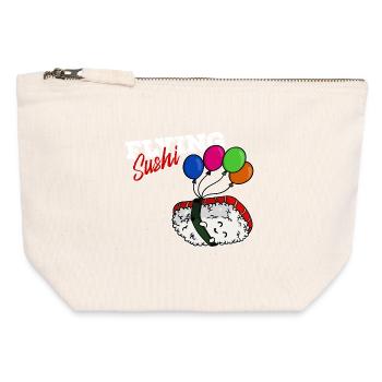 Running Sushi Flying Spruch Japan Essen Lustig - Canvas Reißverschluss-Täschchen (12 x 13 cm) - Naturweiß - Vorne