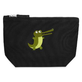 Crocodile Crocodiles Lézard Alligator Animaux De La Jungle - Pochette zippée en toile 12 x 13 cm - noir - Devant