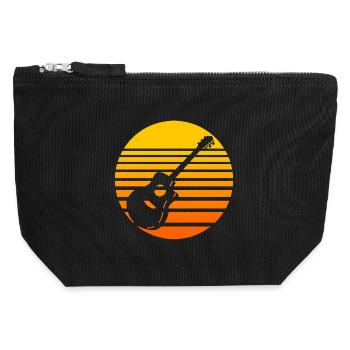 Retro Sonnenuntergang mit Gitarre Design - Canvas Reißverschluss-Täschchen (12 x 13 cm) - Schwarz - Vorne