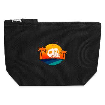 Camping-car - Pochette zippée en toile 12 x 13 cm - noir - Devant