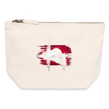 Pêche au Danemark - Pochette zippée en toile 12 x 13 cm - blanc naturel - Devant