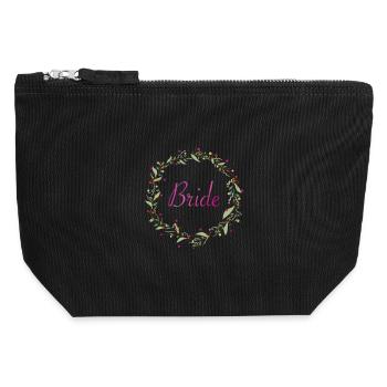 Brautkranz Pink Schriftzug - Canvas Reißverschluss-Täschchen (12 x 13 cm) - Schwarz - Vorne