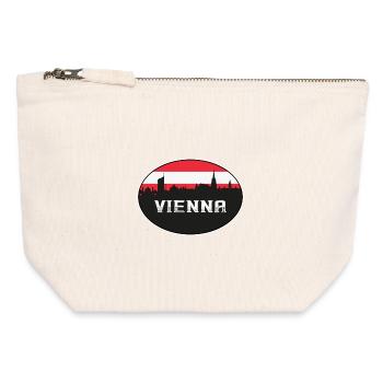 Vienna Austria Skyline Silhouette Austrian Flag Tr - Canvas Zip Pouch 12 x 13 cm - nature - Front