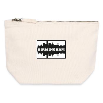 Birmingham England Travel Souvenir Skyline Silhoue - Canvas Zip Pouch 12 x 13 cm - nature - Front