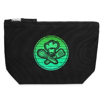 Green symbol in retro style for proud hobby chefs - Canvas Zip Pouch 12 x 13 cm - black - Front