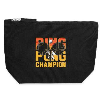 Ping Pong Champion Amoureux du Tennis de Table - Pochette zippée en toile 12 x 13 cm - noir - Devant