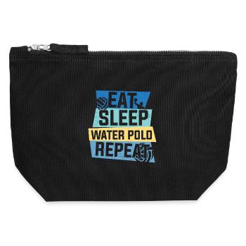 Water Polo Citation Manger Dormir Water Polo Répéter - Pochette zippée en toile 12 x 13 cm - noir - Devant