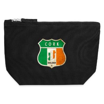Cork Ireland Coat of Arms Flags Design - Canvas Zip Pouch 12 x 13 cm - black - Front