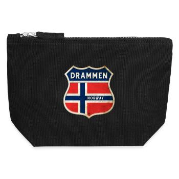 Drammen Norwegen Wappen Flaggen Design - Canvas Reißverschluss-Täschchen (12 x 13 cm) - Schwarz - Vorne
