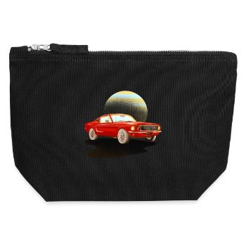 Auto rotes Auto - Canvas Reißverschluss-Täschchen (12 x 13 cm) - Schwarz - Vorne