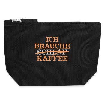 Kaffee Koffein Munter Werden Müdigkeit Statement - Canvas Reißverschluss-Täschchen (12 x 13 cm) - Schwarz - Vorne
