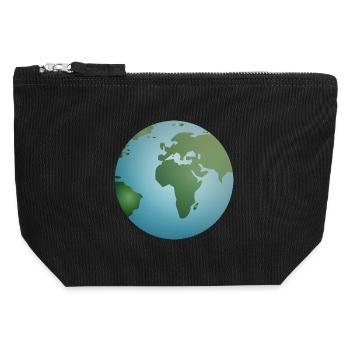 planète bleue Terre avec des continents verts - Pochette zippée en toile 12 x 13 cm - noir - Devant