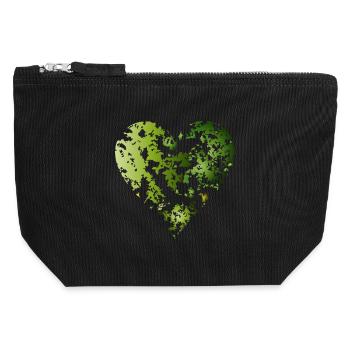 green canopy of a forest in heart shape - Canvas Zip Pouch 12 x 13 cm - black - Front