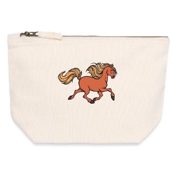 Galopp Pferdeliebe Islandpferde Pferdenarr Pferde - Canvas Reißverschluss-Täschchen (12 x 13 cm) - Naturweiß - Vorne