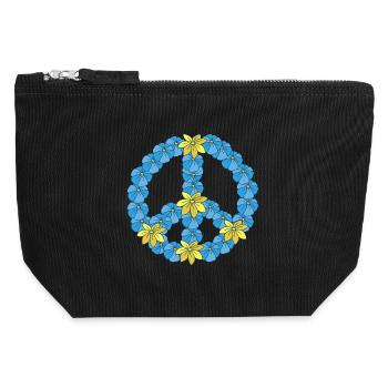 Signes de Paix Paix Design fleur hippie - Pochette zippée en toile 12 x 13 cm - noir - Devant
