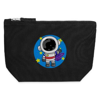 Astronaut, Kosmos, Spaceman - Canvas Reißverschluss-Täschchen (12 x 13 cm) - Schwarz - Vorne
