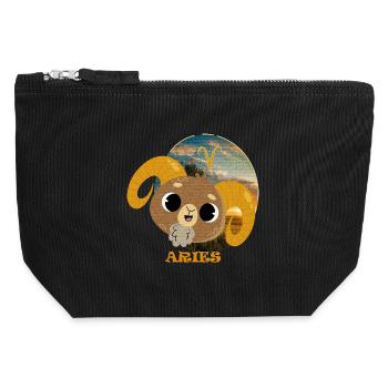 Zodiac sign ARIES - Canvas Zip Pouch 12 x 13 cm - black - Front