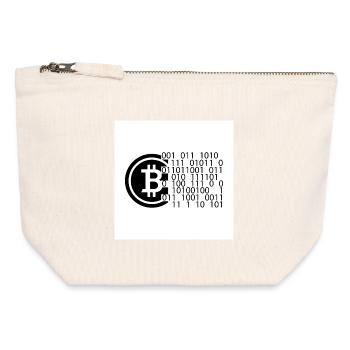 Bitcoin Code - Canvas Reißverschluss-Täschchen (12 x 13 cm) - Naturweiß - Vorne