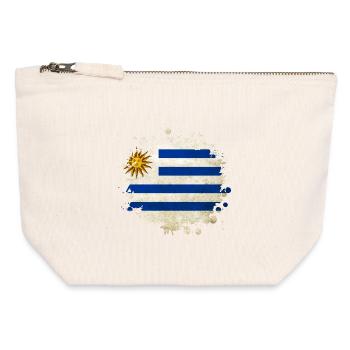 Uruguay Klecks Flaggen Design - Canvas Reißverschluss-Täschchen (12 x 13 cm) - Naturweiß - Vorne