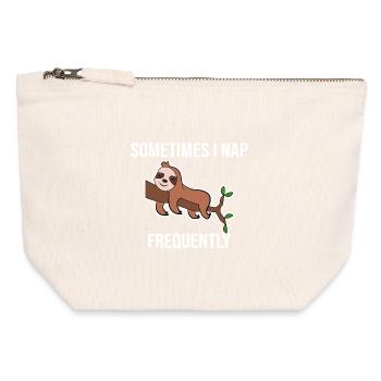 Déclaration humoristique paresseux animal endormi - Pochette zippée en toile 12 x 13 cm - blanc naturel - Devant
