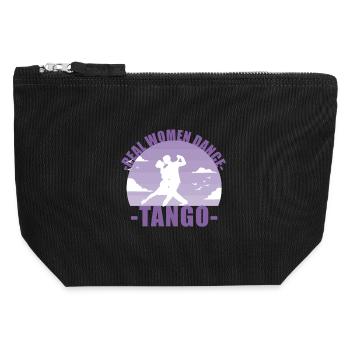 Les vraies femmes dansent le tango! Cadeau de danseur - Pochette zippée en toile 12 x 13 cm - noir - Devant