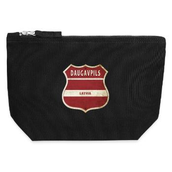 Daugavpils Lettland Wappen Flaggen Design - Canvas Reißverschluss-Täschchen (12 x 13 cm) - Schwarz - Vorne