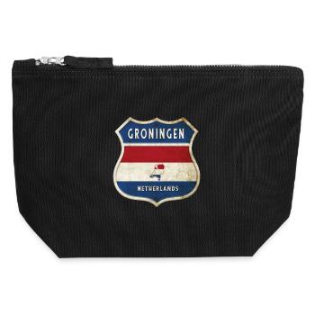 Groningen Niederlande Wappen Design - Canvas Reißverschluss-Täschchen (12 x 13 cm) - Schwarz - Vorne
