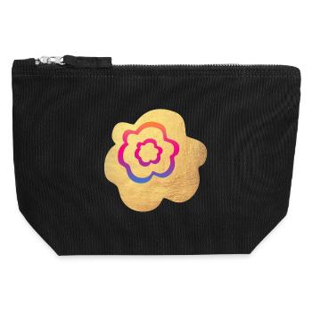 Farbverlauf Blume Gold Yoga Meditation Namaste Om - Canvas Reißverschluss-Täschchen (12 x 13 cm) - Schwarz - Vorne