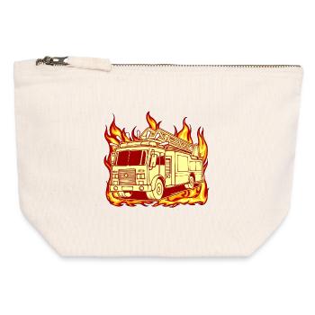 Feuer Brennen Feuerwehr Feuerwehrauto Brandschutz - Canvas Reißverschluss-Täschchen (12 x 13 cm) - Naturweiß - Vorne