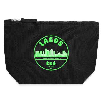 Lagos Neon Skyline Green - Canvas Zip Pouch 12 x 13 cm - black - Front