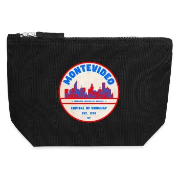 Montevideo Uruguay Skyline Emblem Design - Canvas Reißverschluss-Täschchen (12 x 13 cm) - Schwarz - Vorne
