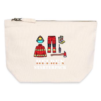 Retter Statement Feuerwehrhelm Brandschutz Feuer - Canvas Reißverschluss-Täschchen (12 x 13 cm) - Naturweiß - Vorne