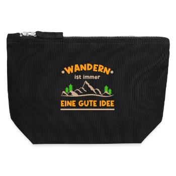 Naturerlebnis Wandern Statement Berge Wanderwege - Canvas Reißverschluss-Täschchen (12 x 13 cm) - Schwarz - Vorne