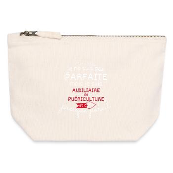 Pas parfaite mais auxiliaire de puériculture - Pochette zippée en toile 12 x 13 cm - blanc naturel - Devant