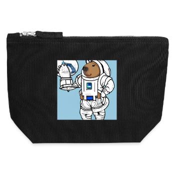 Capybara-Astronaut - Canvas Reißverschluss-Täschchen (12 x 13 cm) - Schwarz - Vorne