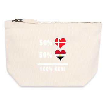 Albanie et Danemark 100% drapeau de génie - Pochette zippée en toile 12 x 13 cm - blanc naturel - Devant